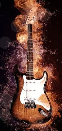 Get ready to rock with this stunning live wallpaper! Featuring a blazing electric guitar on a black background, this wallpaper will take your phone to the next level