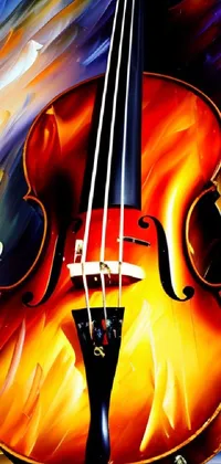 This dynamic phone live wallpaper showcases a masterfully crafted painting of a mesmerising violin set on a table