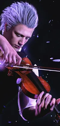 This smartphone live wallpaper features a captivating scene of a skilled musician playing a violin in incredible detail