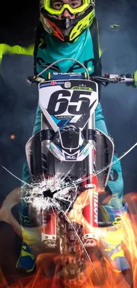 This live phone wallpaper displays a dirt bike rider in action