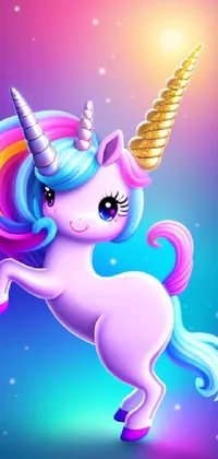 This phone live wallpaper features a delightful cartoon unicorn standing on its hind legs; a cute and lovable addition to your phone