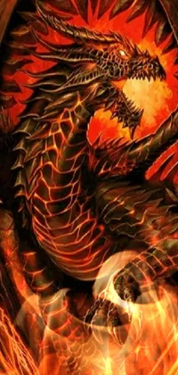 Enjoy this striking phone live wallpaper featuring a detailed digital art depiction of a fierce dragon set against a black background