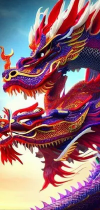 Mythical Creature Sky Chinese Architecture Live Wallpaper