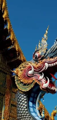 Mythical Creature Sky Chinese Architecture Live Wallpaper