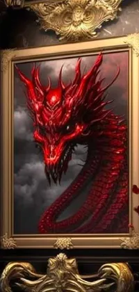 This phone live wallpaper features a stunning image of a red dragon in a gothic mansion