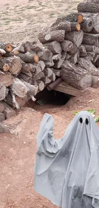 Introduce a spooky ambiance to your phone screen with this live wallpaper of a ghost and logs in a claustrophobic New Mexico forest