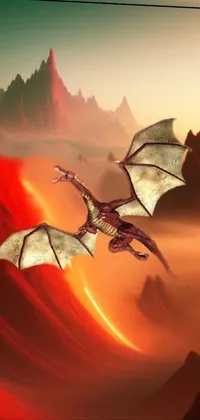 This stunning live wallpaper features a majestic dragon soaring above a beautiful valley with mountains in the background