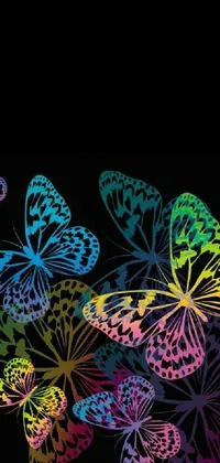 Get mesmerized by this phone live wallpaper that showcases a plethora of colorful butterflies