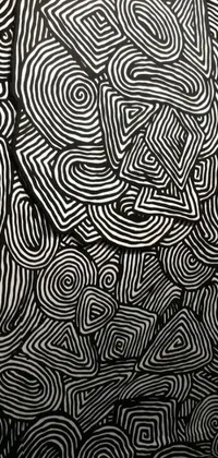 This abstract live wallpaper offers a mesmerizing image of a man standing in front of a stunning black and white, Jean Dubuffet inspired, abstract drawing
