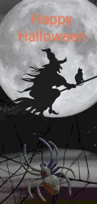 Looking for a stunning live wallpaper for your phone that will transport you to a world of magic and wonder? Check out this enchanting scene, featuring a witch on a broomstick flying in front of a full moon