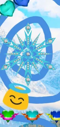 Experience a stunning live wallpaper on your phone with a smiling snowflake surrounded by others in high resolution 4K