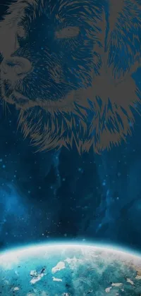 Looking for a mesmerizing phone live wallpaper? Look no further! This digital art wallpaper features a furry dog staring off into the distance with a stunning planet in the background