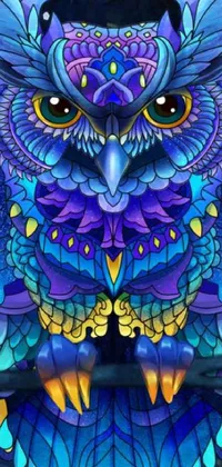 Looking for a stunning phone wallpaper that brings your screen to life? Look no further than this colorful owl live wallpaper! Set against a cold-colored background, the highly intricate wings of the owl make this wallpaper truly unique