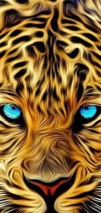 This mesmerizing live wallpaper features a stunning painting of a leopard with a striking blue-eyed stare