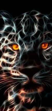 Decorate your phone with this captivating live wallpaper of a leopard&#39;s face in amazing digital art