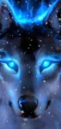This mesmerizing live wallpaper showcases a powerful wolf adorned with shades of blue flames