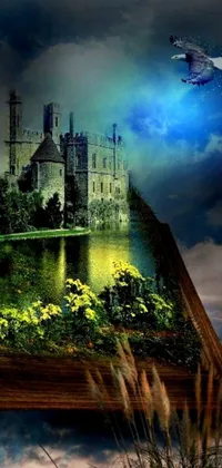 This live wallpaper features an open book with a castle on its cover as a matte painting