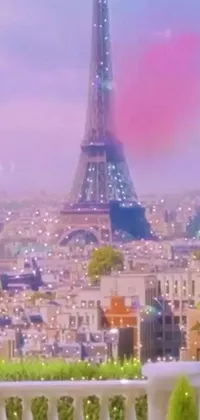 This trendy phone live wallpaper features a stunning matte painting view of the Eiffel Tower
