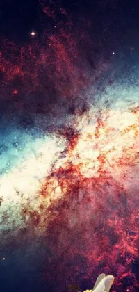 This captivating live wallpaper for your phone features a beautiful image of a bee flying in front of a galaxy