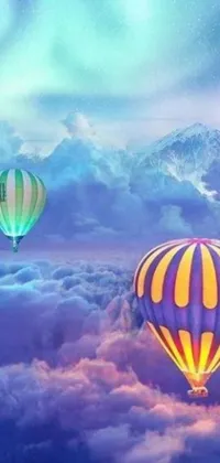Experience the magic of a mesmerizing phone live wallpaper featuring hot air balloons soaring through the sky