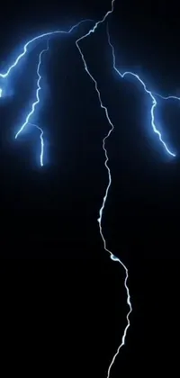 This live wallpaper features a stunning blue lightning bolt captured in detail on a black background