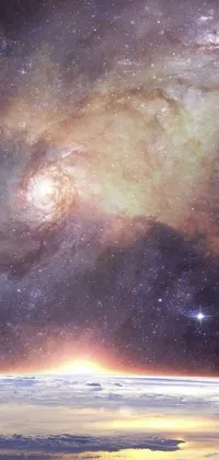This live wallpaper features a stunning view of the Earth set against a galaxy-filled background