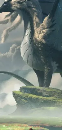 This iPhone live wallpaper features a stunning concept art of a young boy standing in the presence of a giant dragon made out of clouds
