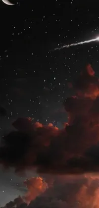 Experience the excitement of a jet soaring through a vibrant night sky in this stunning live wallpaper