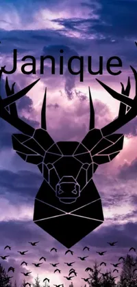 This live phone wallpaper features a striking deer head with the word "janique" boldly displayed