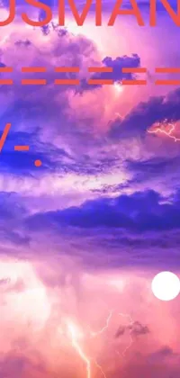 This dynamic phone live wallpaper showcases a mesmerizing book cover with striking designs in front of a lightning-filled sky