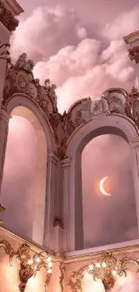Enjoy a surreal live wallpaper featuring a grand staircase leading up to the clouds