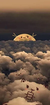 This live wallpaper features a fascinating and whimsical design featuring a pair of floating umbrellas, a real-life Pikachu, and a cloud with a mystical eye