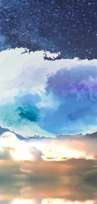 Enhance your phone's appearance with a stunning live wallpaper featuring a beautiful cloud in a watercolor style inspired by nature