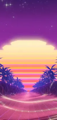 This live wallpaper is a visual delight that features a tropical sunset scene with tall palm trees that sway in the warm breeze