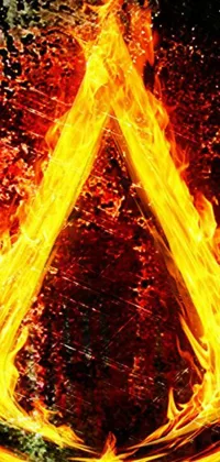 Get this fiery phone live wallpaper featuring a close-up view of a symbolic fire on a black background