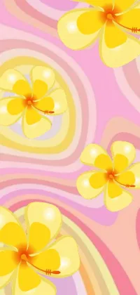 This fun and colorful phone live wallpaper features an eye-catching design of yellow flowers on a vibrant pink background