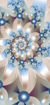 This phone live wallpaper features a stunning computer-generated blue and white flower surrounded by a twinkling and spiral nebula