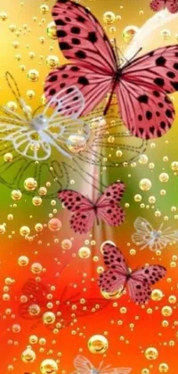 This pink butterfly wallpaper showcases a stunning digital art piece featuring delicate hues and an elegant design