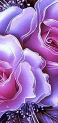 This stunning phone live wallpaper showcases a close-up of luscious purple roses
