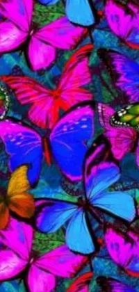 Transform your phone screen into a dazzling display of vibrant colors and fluttering butterflies with this live wallpaper