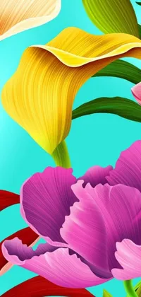 Looking for an eye-catching phone background? Check out this stunning digital art wallpaper featuring a colorful bouquet of flowers