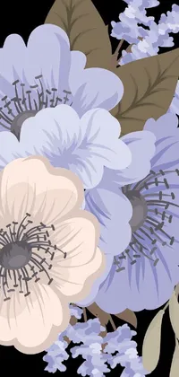Transform your phone display with this stunning live wallpaper featuring a digital painting of a beautiful bouquet of anemone flowers in pale colors