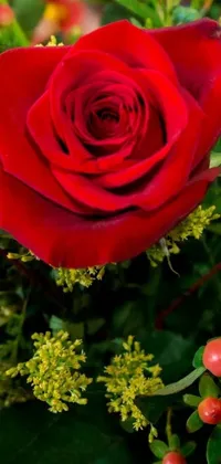 Experience the beauty of a vibrant red rose in a vase with this stunning phone live wallpaper