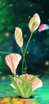 Looking for a stunning live wallpaper for your phone that will bring a sense of nature right to your screen? Look no further than this captivating wallpaper featuring a delicate pink and white lily flower in full bloom