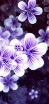 This vibrant phone live wallpaper features a close-up of purple flowers in an airbrush-painted style
