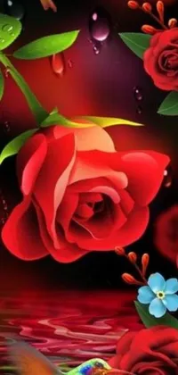 Enjoy the captivating beauty of this digital red rose live wallpaper for your phone