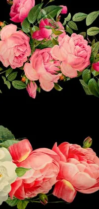 This stunning phone live wallpaper features a beautiful bouquet of flowers against a sleek black and white background