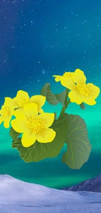 Experience the magic with this stunning mobile live wallpaper featuring a yellow flower atop a snow covered ground