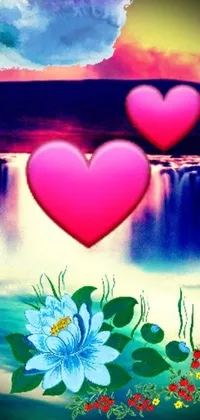 This phone live wallpaper by Cherryl Fountain boasts a romantic heart design that sits atop a majestic lake