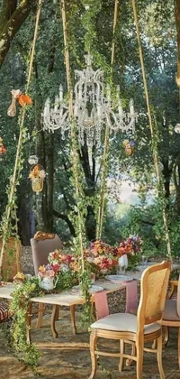 Looking for a magical and enchanting live wallpaper for your phone? Look no further! Our phone live wallpaper features a mesmerizing table scene with chairs, chandelier, swing, plants, flowers, and woodland creatures that appear to be jumping out of the screen! The 3D effect creates a realistic and engaging setting that is perfect for lovers of fantasy and nature backgrounds